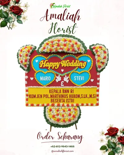 Karangan Papan Bunga Pernikahan di Melikan